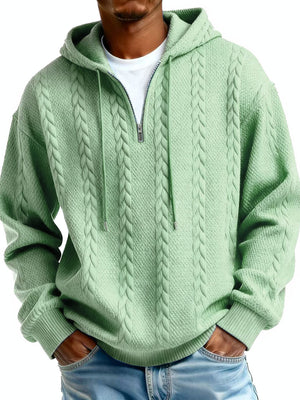 Half-zip hooded sweatshirt with long sleeves and padded patch pockets in various colors