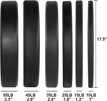 2-Inch Olympic Rubber Bumper Plates Set (10-650 lbs) for Home Gym Strength Training and Weight Lifting - Available in Multiple Colors