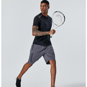 Men's quick dry nylon sports shorts in grey and black colors