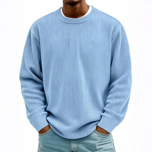 Men's casual long-sleeve crew-neck corduroy sweatshirt in various colors