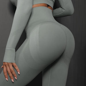High waist seamless yoga leggings in various solid colors for women