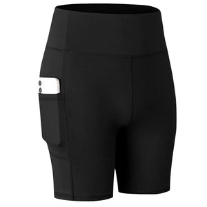 Women's high waist pocket yoga shorts in multiple colors