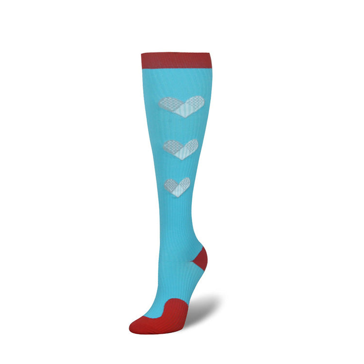 Breathable sports compression cycling and running socks in various colors and patterns
