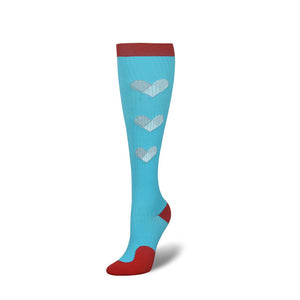 Breathable sports compression cycling and running socks in various colors and patterns