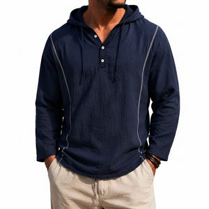 Men's casual loose-fit long-sleeve hooded sweatshirt in various colors