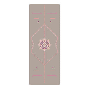 Professional non-slip PU natural rubber yoga mat with pose guide lines in various colors