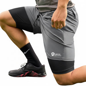 Men's quick dry zippered fitness shorts in various colors and sizes
