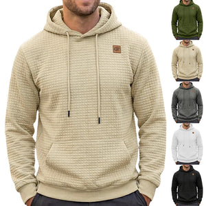 Men's elastic jacquard hooded long-sleeve sweatshirt in various colors