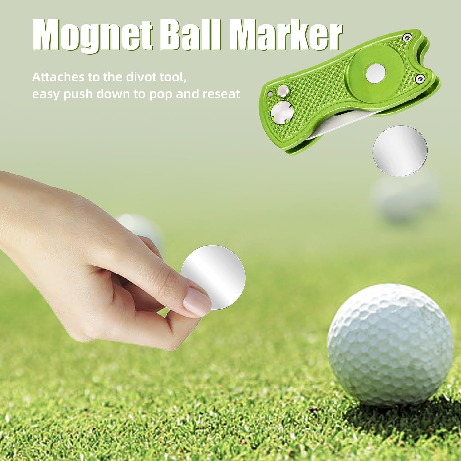 Premium All-Metal Foldable Golf Divot Repair Tool with Pop-Up Button and Magnetic Ball Marker - Available in Packs of 2 to 6