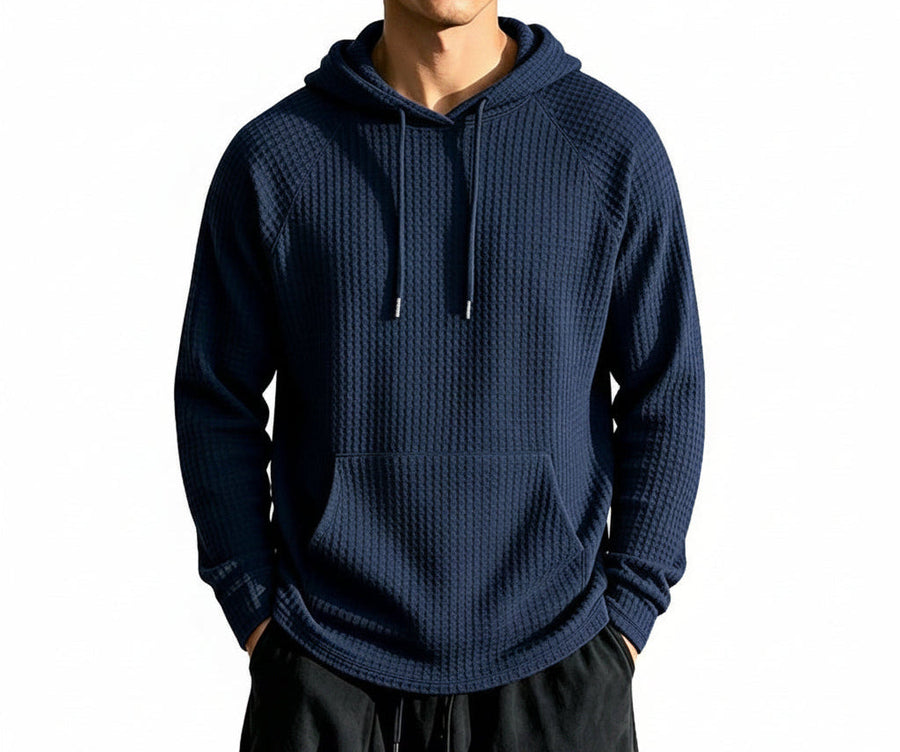 MEN'S RELAXED-FIT WAFFLE KNIT HOODED JACKET