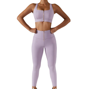 Seamless women's sports yoga set two pieces in various colors
