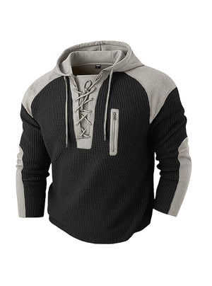 Men's waffle-weave sweatshirt with drawcord in various colors