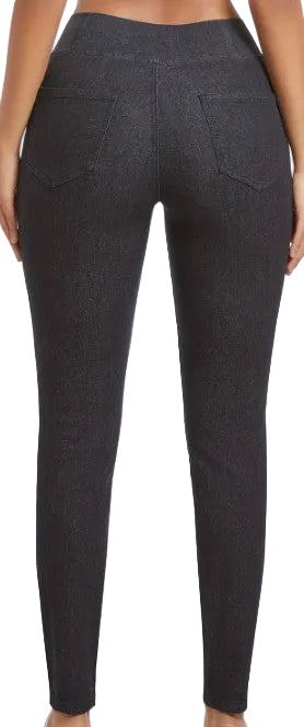 Women's fleece padded slim fit denim jeans in black and blue colors