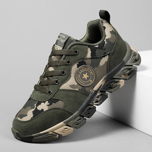 Unisex camouflage breathable rubber sole training shoes in multiple colors and sizes