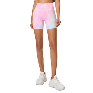Women's elastic high waist yoga shorts in various colors for fitness and running