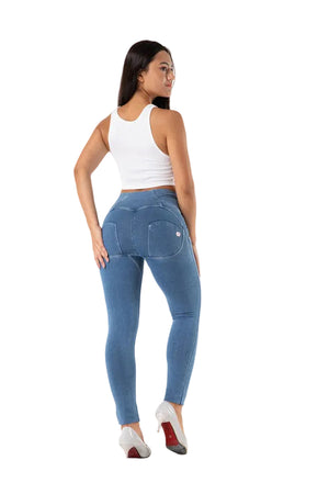 Light blue butt lifting high waist push up jeggings