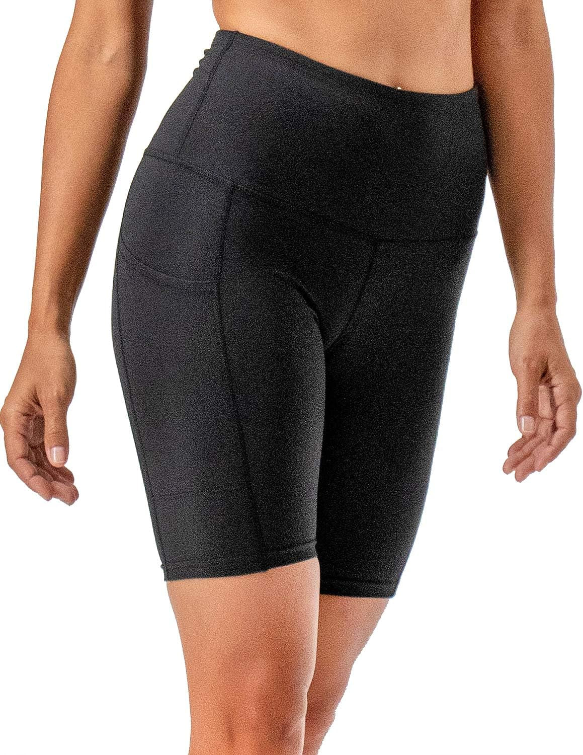 2 Pack Women'S 8" Biker Shorts High Waist Yoga Workout Gym Running Volleyball Spandex Shorts with Pockets