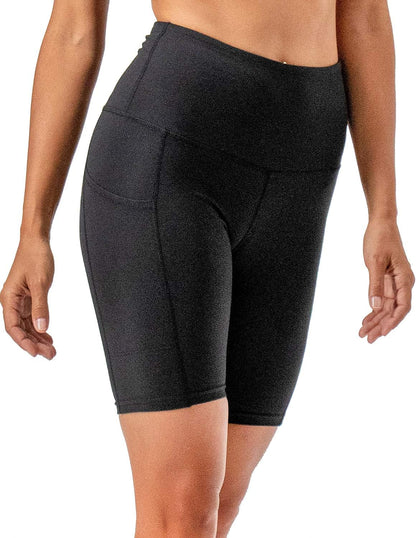 2 Pack Women'S 8" Biker Shorts High Waist Yoga Workout Gym Running Volleyball Spandex Shorts with Pockets