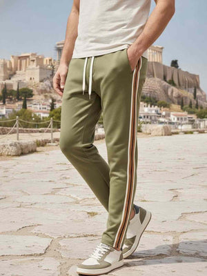 Men's high-stretch anti-wrinkle casual pants in polyester and spandex blend