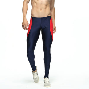 Men's nylon cropped gym pants in army green and dark blue for sports and training