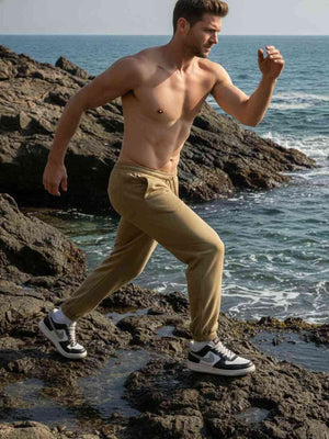 Men's high elasticity anti-wrinkle casual pants in tapered fit