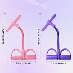 6-tube pedal resistance band with handles in pink color for full body workouts