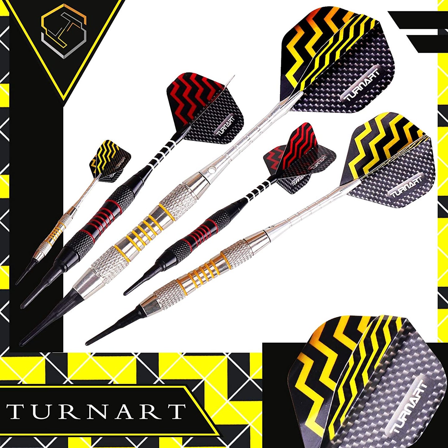 Professional Soft Tip Darts Set for Electronic Dartboards - 9 Pieces, 18 Grams with 50 Extra Tips, 9 Shafts, 27 Flights, Tool Kit, Flight Protectors, and Gift Case