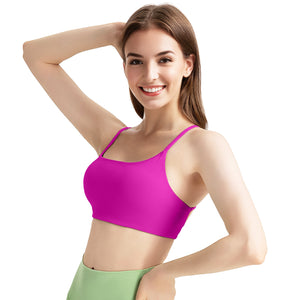Women's cross back padded sports bra with removable pads in multiple colors