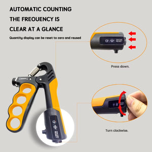 Adjustable hand grip strengthener with automatic counting in multiple colors