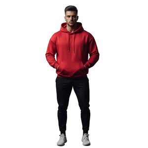 Men's and women's solid color lightweight hoodie available in white, grey, red, black, and yellow