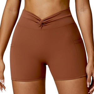 Nude feel tight yoga shorts for women in multiple colors