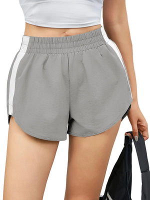Women's high waisted striped athletic track shorts in multiple colors