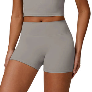 Brushed high waist women's yoga shorts in various colors