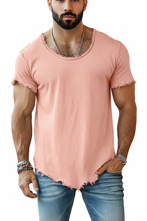 Men's solid color short sleeve cotton t-shirt in various colors