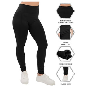 Womens black high waisted fleece lined yoga leggings