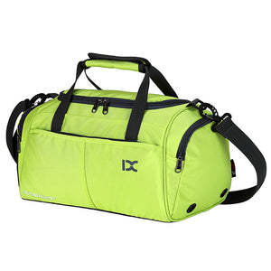 Portable polyester yoga sports bag in multiple colors including red, green, blue, and black combos