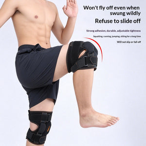 Adjustable black and orange fitness knee brace for sports protection