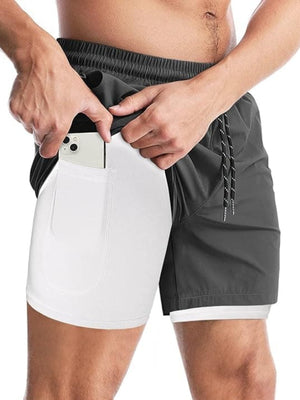 Men's quick-dry double-layer sports shorts in various colors and sizes