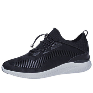 Black men's summer casual mesh shoes with invisible height increase in 6cm and 8cm options