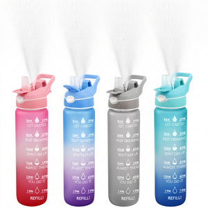 SPORTS WATER BOTTLE WITH STRAW AND TIME MARKER 1000ML