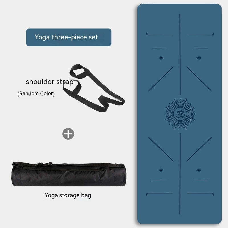 Natural rubber non-slip professional yoga mat set in various colors with shoulder strap and storage bag