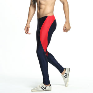 Men's nylon cropped gym pants in army green and dark blue for sports and training
