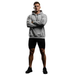 Men's and women's solid color lightweight hoodie available in white, grey, red, black, and yellow