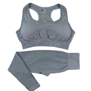Seamless women's high waist yoga set with crop top in multiple colors