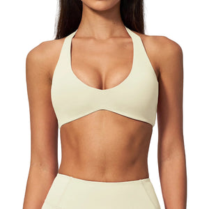 Shockproof wire-free sports bra with halter straps in multiple colors