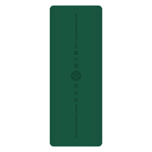 White PU leather yoga mat with natural rubber base rolled out on floor
