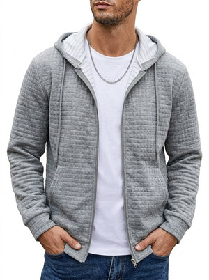 Men's zip-up hooded cardigan sweatshirt jacket in various colors with side pockets