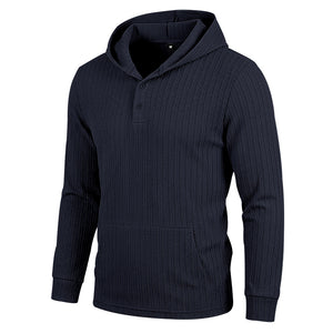 Men's herringbone jacquard textured casual hoodie in various colors
