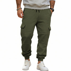 Men's patchwork multi-pocket cargo pants in various colors