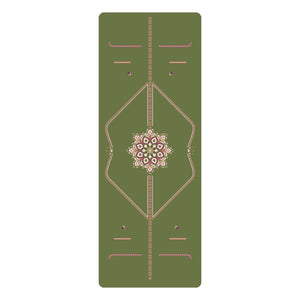 Professional non-slip PU natural rubber yoga mat with pose guide lines in various colors